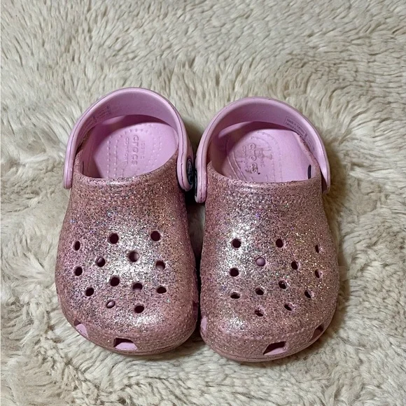 CROCS Toddler Glitter Sandals - Pink Sparkle Size 7 - Picture 2 of 7